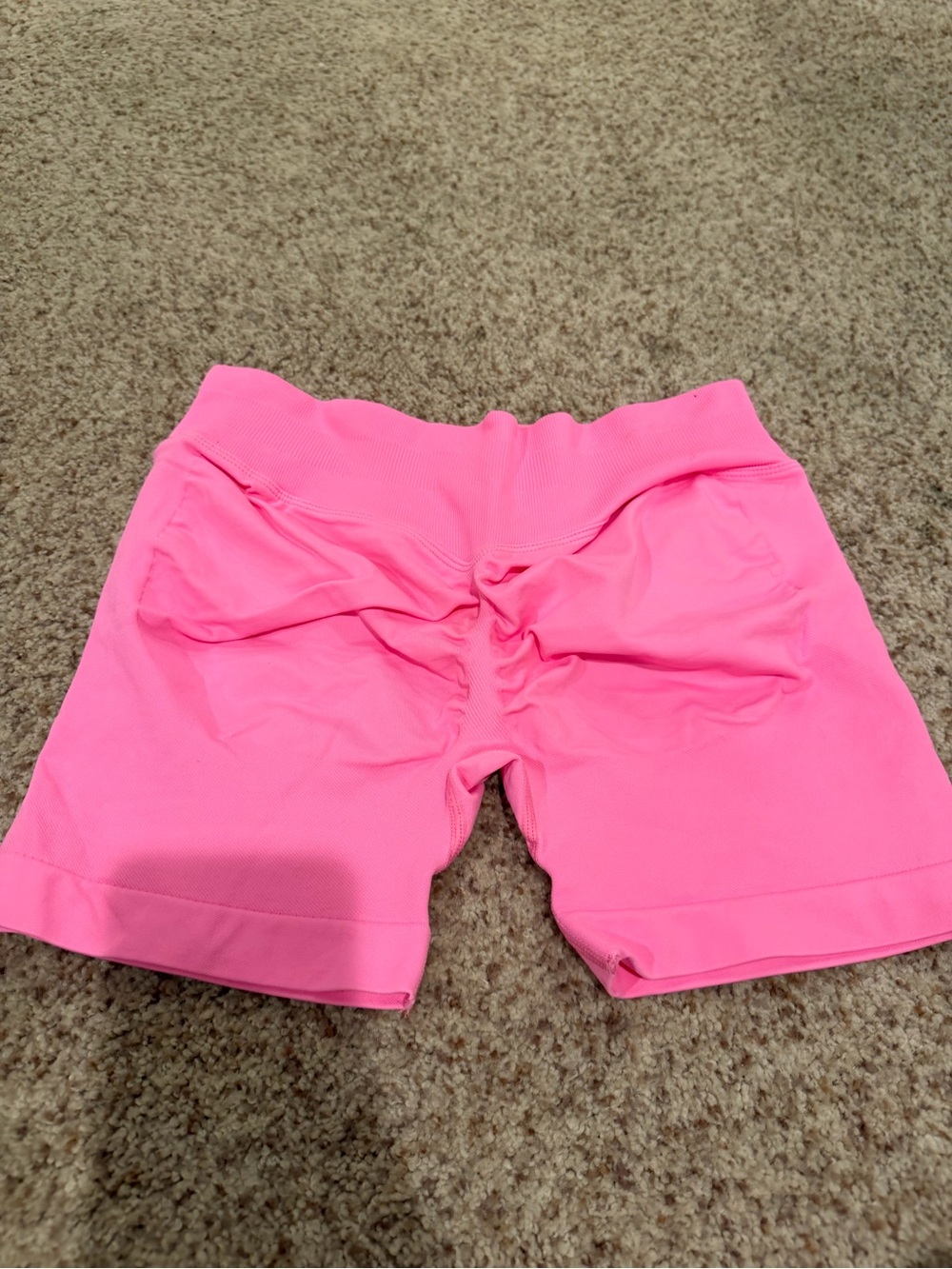 High-Rise Pink Bike Shorts with Ruched Back